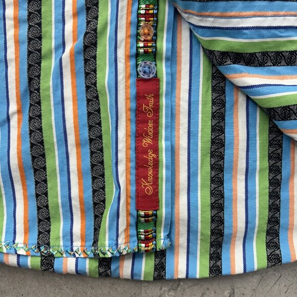 Robert Graham Shirt Mens Large Tall Stripe Paisley Trim Flip Cuff Striped Casual - Picture 4 of 10